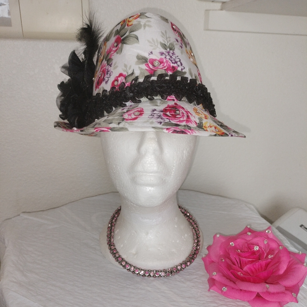 Flowered Jacket And Matching Fedora Hat Set With … - image 2